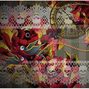 Large Decoupage Paper for Furniture INK & LACE | Redesign with Prima | Jewel Tones Floral Lace