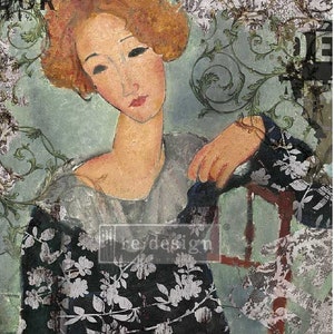 A1 Decoupage Rice Paper, WHIMSICAL LADY, Redesign with Prima, Decoupage Papers