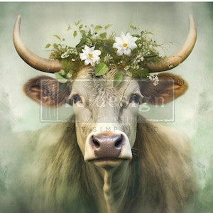 Decoupage Paper for Furniture BESSIE || Redesign with Prima A1 Fiber Paper || Farmhouse Cow Decoupage