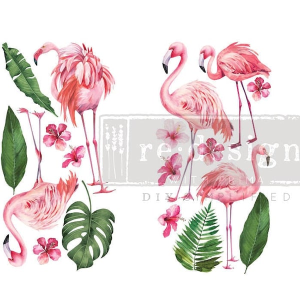 Furniture Transfers, No Water Transfer, Rub on Transfers by Redesign with Prima, Decor Transfers, PINK FLAMINGOS
