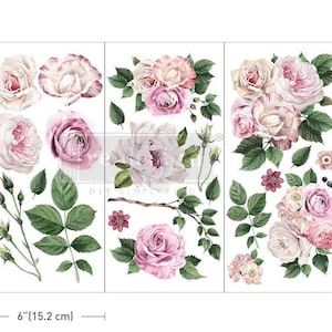 Small Rub On Transfers for Furniture and Crafting DELICATE ROSES || Redesign with Prima || Rub on Decals Floral Pink Roses