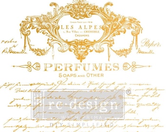 New! KACHA Perfume Notes | Rub on Transfers for Furniture | Redesign with Prima | Gold Foil Furniture Decals | 18 x 24 Inches