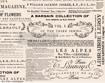 Decoupage Paper for Furniture FLORAL TEXT - Redesign with Prima - Mulberry Paper - 1 Sheet 19″ X 30″ - French Script