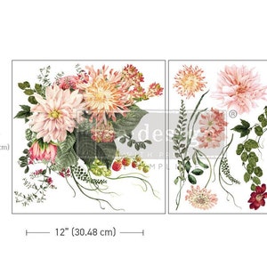 Rub on Transfers for Furniture MY FAVORITE DAHLIA | Redesign with Prima Decor Transfers | Floral Furniture Decals