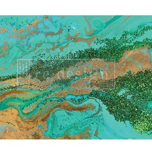 Decoupage Paper for Furniture PATINA COPPER || Redesign with Prima || 1 Sheet 19″ X 30″ || Green Gold Marbled Decoupage