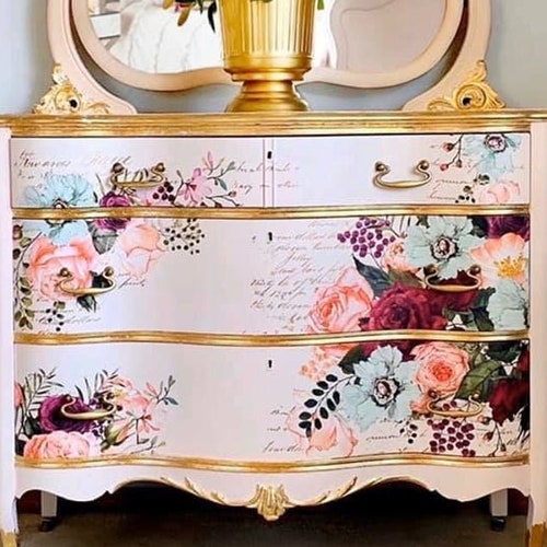 Rub on Furniture Transfers COSMIC ROSES Redesign With Prima Etsy
