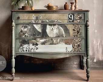 Calm Foxes Decoupage Paper for Furniture | Redesign with Prima | A1 Decoupage Tissue Paper | Limited Edition