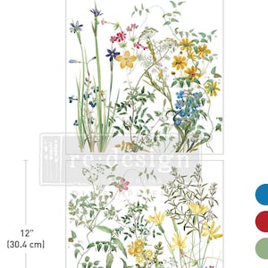 New! Redesign Furniture Transfers ECLAT FLORAL || Redesign with Prima Maxi Transfers || Delicate Wildflowers || 2 Sheets 12&quot; x 12&quot;