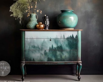 NEW! Decoupage Paper for Furniture Pine Grove Hue | Redesign with Prima | A1 Fiber Paper | Evergreen Forest Scenery