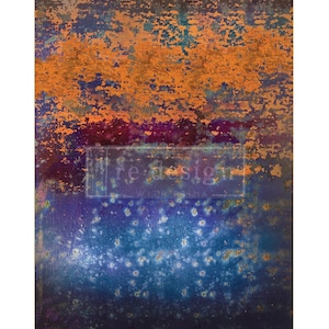 Rustic Blue Rust Decoupage Paper for Furniture | Redesign with Prima Fiber Papers | Furniture Decoupage Patina