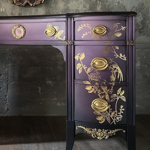 Furniture Transfer A Bird Song | Redesign with Prima Rub on Transfers | Metallic Gold Foil Decals | 18&quot; x 24&quot;