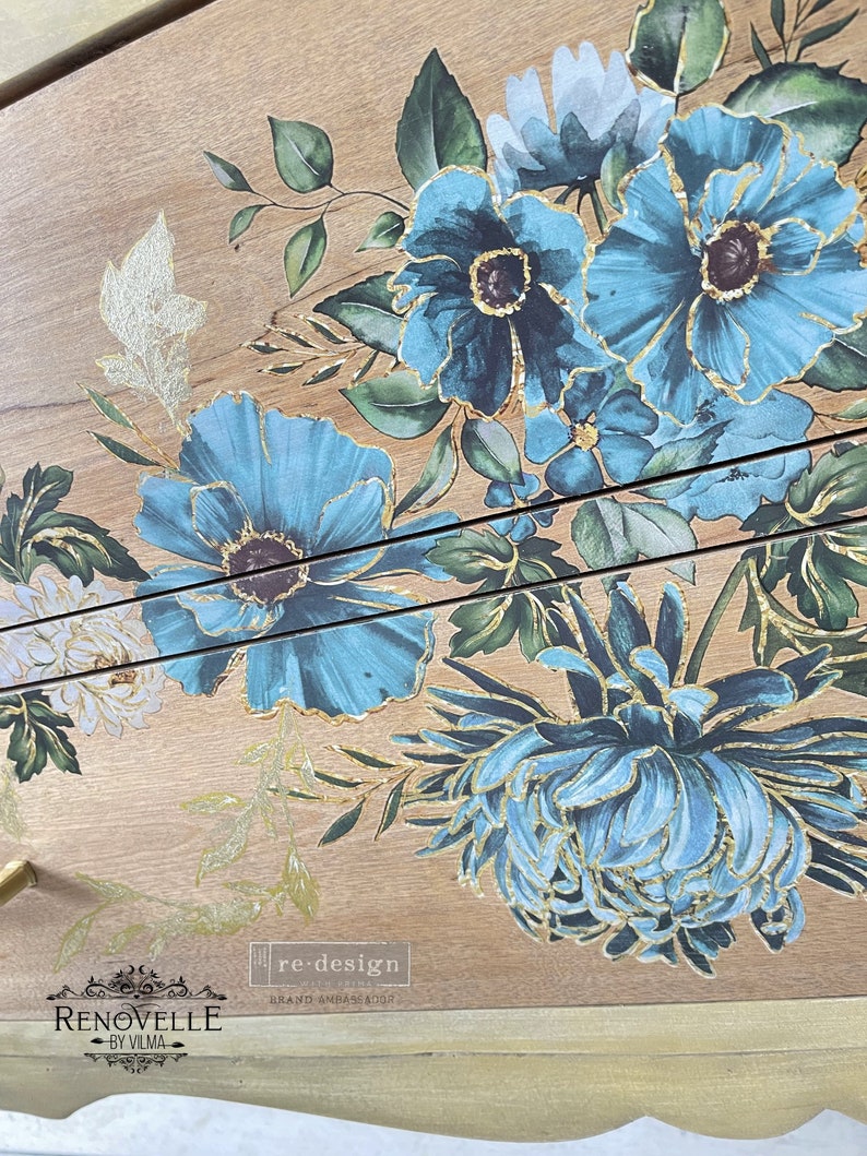 Rub On Transfers for Furniture by Redesign with Prima Furniture Transfers Metallic Gold Trimmed Flower GILDED FLORAL image 6