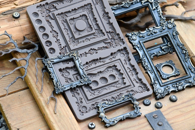Silicone Mold, BAROQUE FRAMES, FINNABAIR, Silicone Molds, Resin Molds, Steampunk Molds, Polymer Clay Molds