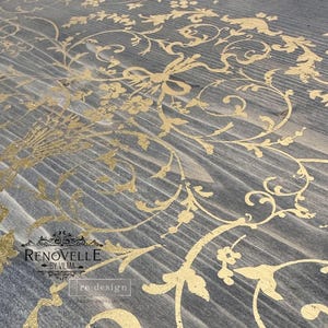Rub On Transfers for Furniture MANOR SWIRLS | Redesign with Prima | Kacha Gold Foil Furniture Decals | 18 x 24 Inches