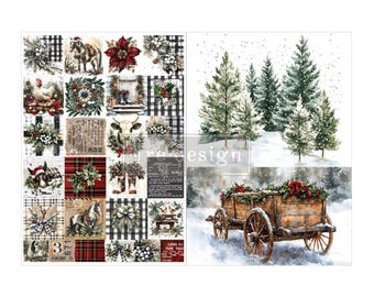 FARMHOUSE FROST A3 Decoupage Fiber Pack | Small Redesign with Prima Holiday Papers