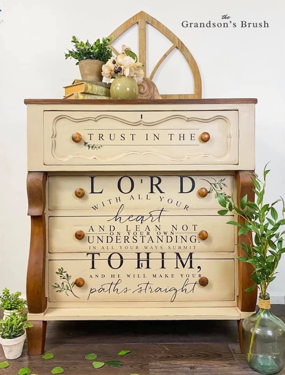 Furniture Transfers, Trust in the Lord Transfer by Redesign With Prima, Rub  on Transfers for Furniture, DISCONTINUED Furniture Decals 