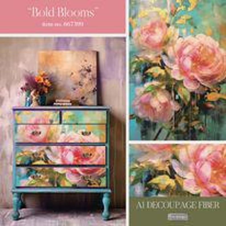 Decoupage Paper for Furniture BOLD BLOOMS || Redesign With Prima Fiber ...
