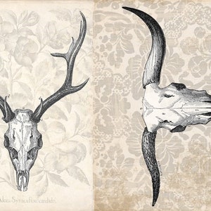 Roycycled Decoupage Tissue Paper ANTLER PROJECT BLOCKS | Decoupage Papers | Western Steer Cow Skull Antlers