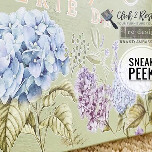 Rub on Furniture Transfers for MYSTIC HYDRANGEA | Redesign with Prima Transfers | Furniture Decal | Blue Purple Hydrangeas