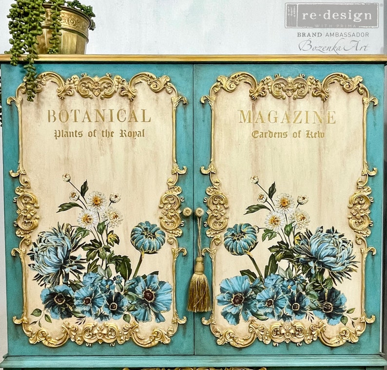 Rub On Transfers for Furniture by Redesign with Prima Furniture Transfers Metallic Gold Trimmed Flower GILDED FLORAL image 8