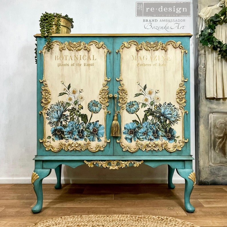 Rub On Transfers for Furniture by Redesign with Prima Furniture Transfers Metallic Gold Trimmed Flower GILDED FLORAL image 9