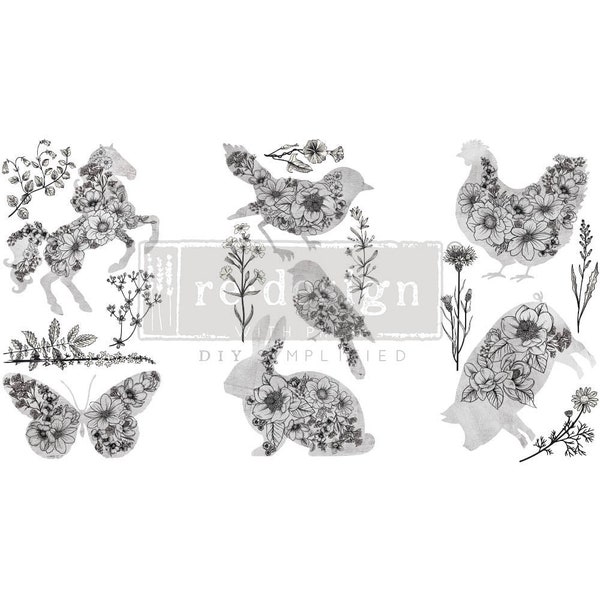 Rub on Transfers, Scribbled Animals, Redesign with Prima Decor Transfers , Small Furniture Transfers