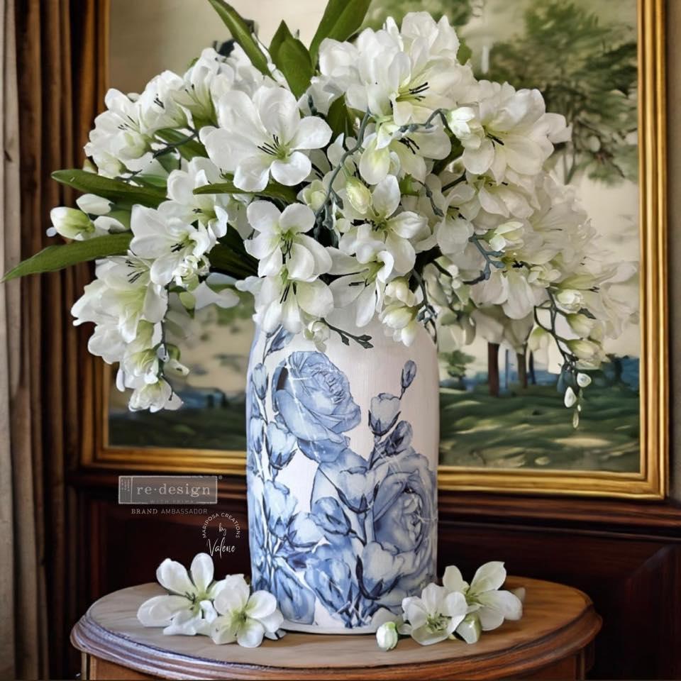 Furniture Transfers French Ceramics | Redesign with Prima Rub on Transfers | French Country Blue Florals