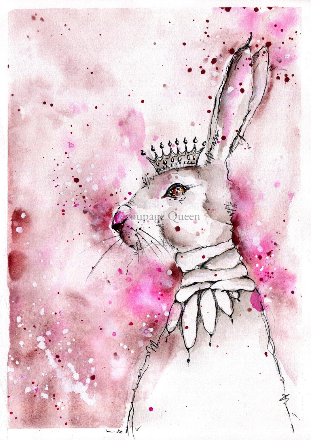 Bunny Rice Paper Decoupage CLARENCE PINK || Decoupage Queen Rice Paper ...