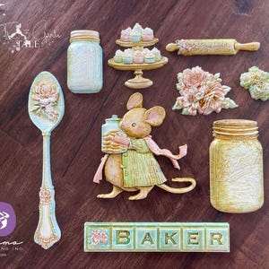 Resin Molds BAKERS DELIGHT | Prima Marketing Decor Mould | Mouse with Baking Supplies