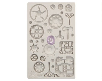 Silicone Moulds, MECHANICA Finnabair Mold, Cogs, Wheels, Industrial, 8 MM Thickness, Resin Molds, Furniture Embellishments