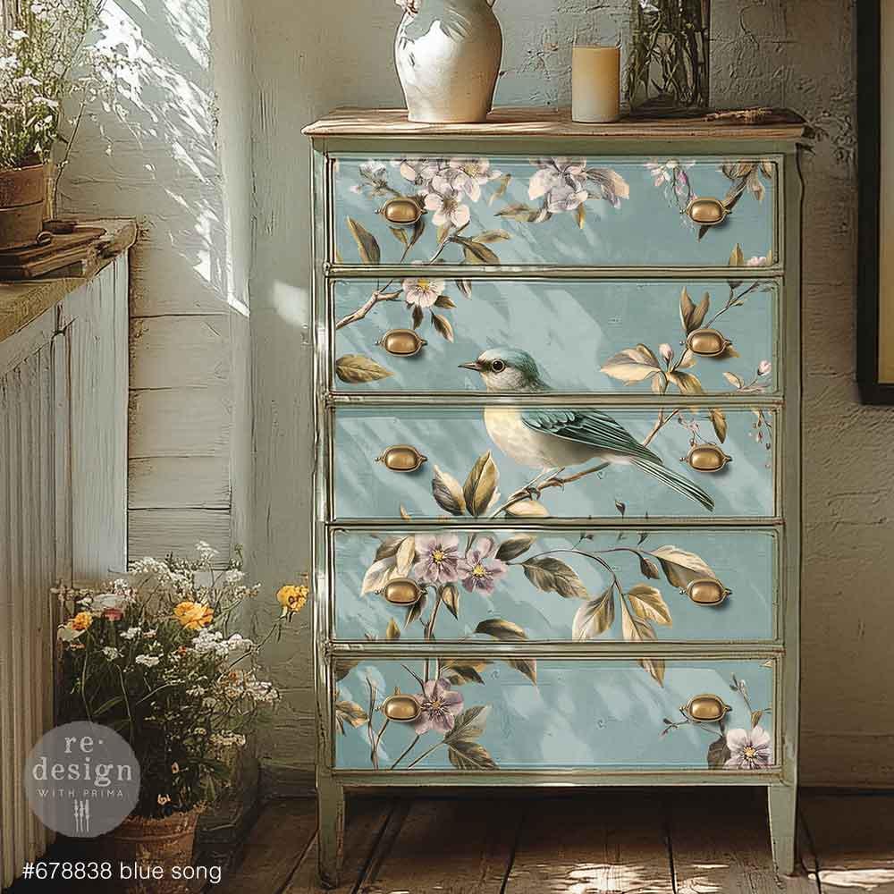 A1 Decoupage Paper for Furniture BLUE SONG | Redesign With Prima Fiber ...
