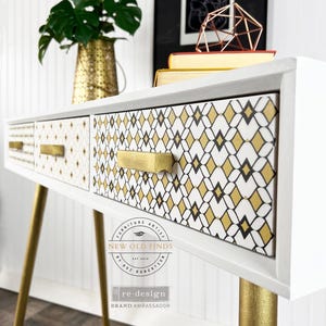 Rub on Transfer for Furniture MOROCCAN DIAMONDS || Redesign with Prima Decor Transfers || Modern Design Geometric Gold Black