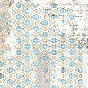 Large Decoupage Paper for Furniture DISTRESSED DECO | Redesign with Prima Fiber Paper | Mulberry Paper | Aqua Diamonds Script