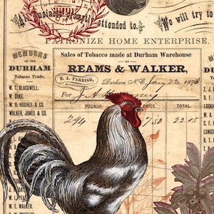 Large Decoupage Paper RED ROOSTER | Roycycled Decoupage Tissue Paper | 18lb 20X30  | Country Decor DIY | Red Rooster