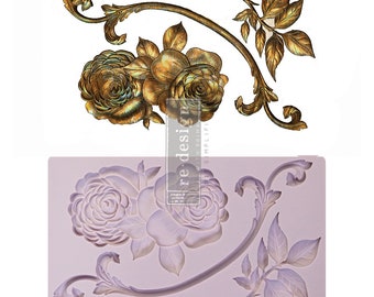 Silicone Mold, VICTORIAN ROSE, Redesign with Prima, *Food Safe* 5″ X 8″, 8MM THICKNESS, Molds for Resin, Polymer Clay,