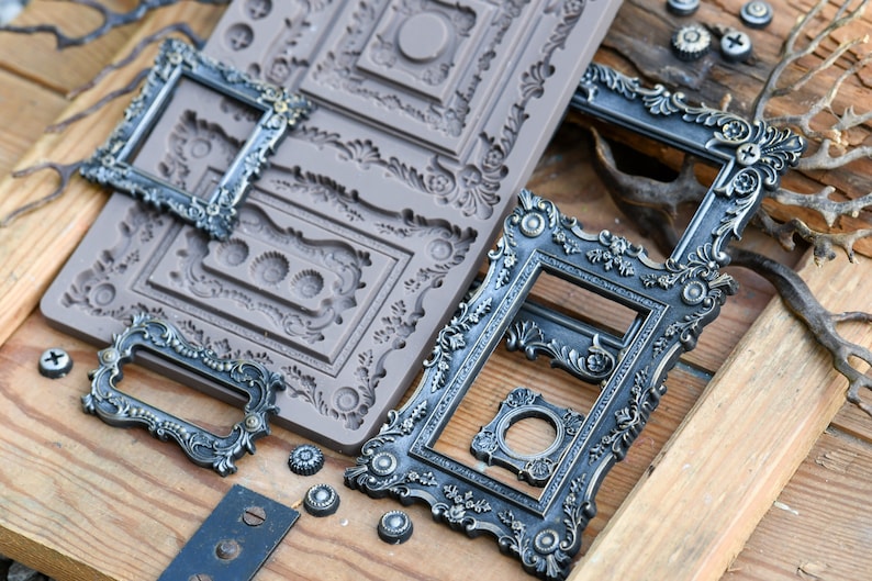 Silicone Mold, BAROQUE FRAMES, FINNABAIR, Silicone Molds, Resin Molds, Steampunk Molds, Polymer Clay Molds