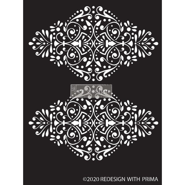 Dotted Flourish, Redesign Decor Stencil, Damask stencil, Redesign with Prima Stencil