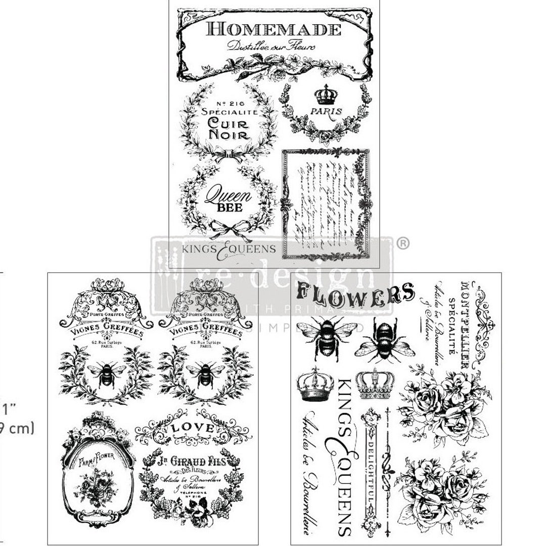 FRENCH LABELS, Rub on Furniture Transfers, Redesign With Prima Middy