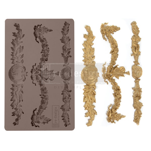 Glorious Garland Mould, Redesign with Prima, *Food Safe* 5″ X 8″, 8MM THICKNESS, Resin Molds, Clay, Furniture Embellishments