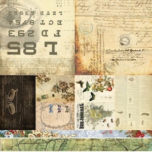Papel de tejido decoupage JUNK JOURNAL PROJECT Bloques / Papel de decoupage Roycycled / Memorias florales