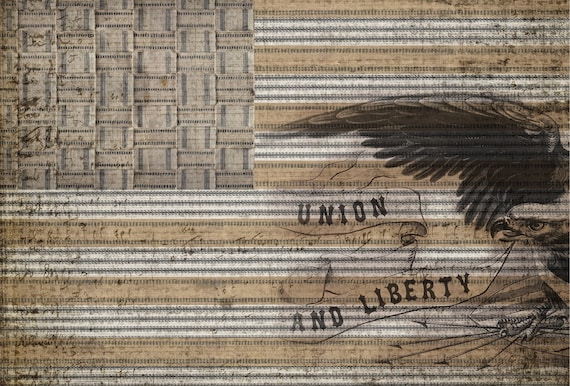 Decoupage Tissue Paper for Furniture and Crafting UNION LIBERTY | Roycycled Treasures Decoupage Papers | Patriotic Flag with Soaring Eagle