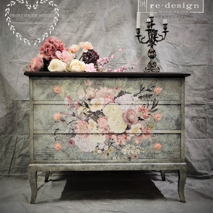 Rub on Furniture Transfer LIFE in FULL BLOOM || Redesign with Prima Decor Transfers || Floral Furniture Decals || Hydrangeas