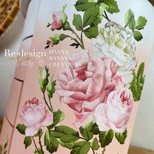 Rub On Transfers  for Furniture Salon de Diane | Redesign with Prima Decor Transfer | Pink Rose Vines | Maxi Transfers