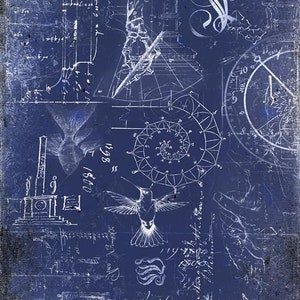 Roycycled Decoupage Paper RENAISSANCE BLUEPRINT | Tissue Paper | Arts and Science Industrial Steampunk