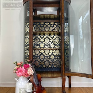 Rub on Transfer for Furniture KACHA HOUSE of DAMASK | Redesign with Prima Transfers | Gold Foil Furniture Decal | 18 x 24 Inches