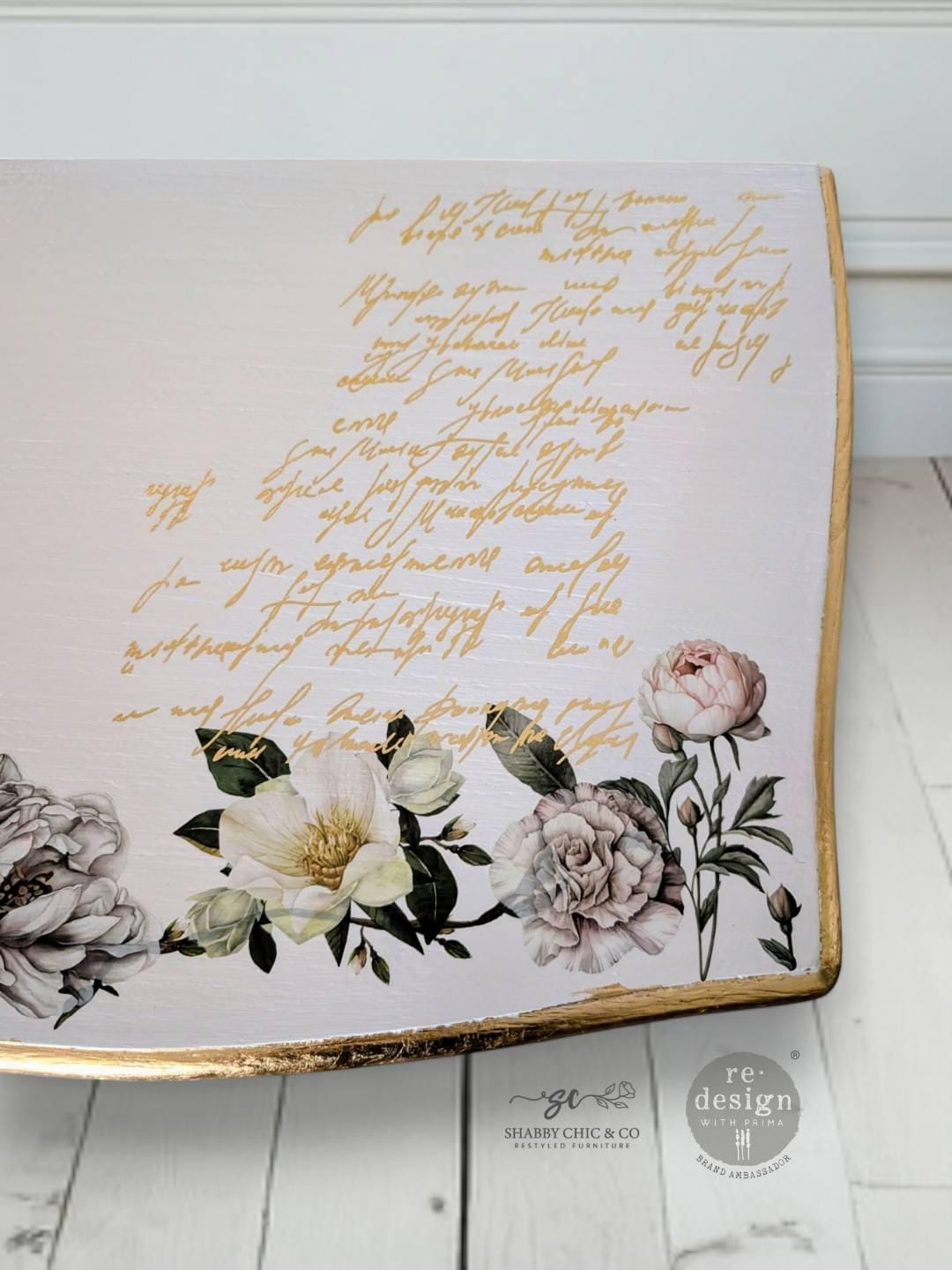 Rub on Transfers SHIMMERING SCRIPT for Furniture || Redesign with Prima Middy Transfer || Gold Foil Calligraphy Script 2 Sheets 8.5x11