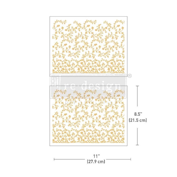 Kacha Furniture Transfers VINEYARD ELEGANCE || Redesign with Prima Middy || Gold Foil Rub on Transfers || 2 Sheets || Metallic Gold Flowers