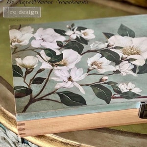 Rub on Transfers for Furniture WHITE MAGNOLIA || Redesign with Prima Small Furniture Transfers | White Flower Transfer