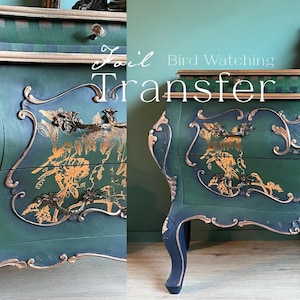 Furniture Transfers BIRD WATCHING || Redesign with Prima Large Kacha Foil Rub on Transfer for Furniture Doors Tables Cabinets