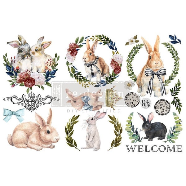 Rub on Transfers, COTTONTAIL, Redesign with Prima Furniture Decals, Small Transfers, Bunny Transfer